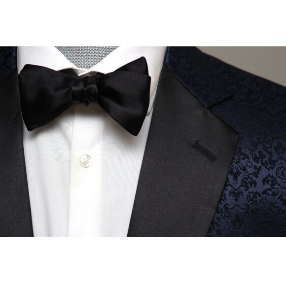NWT Men's bow tie 100%Silk Charmeuse Black Self tied‎ Bow tie Straight - Picture 3 of 16